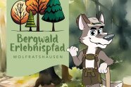 Grafik mit Fuchs, der einen Hut und Lederhose trägt. 